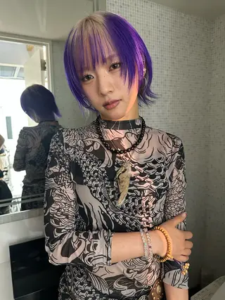 ショート カラー ヘアアレンジ MIYU/ケアブリ ーチカラー／デザインのヘアスタイル
