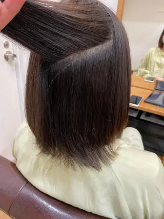 ミディアム パーマ 髪質改善&縮毛矯正 カット/soyaのヘアスタイル