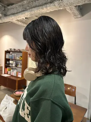セミロング パーマ ヘアアレンジ 🎀suzuna 透明感colorのヘアスタイル