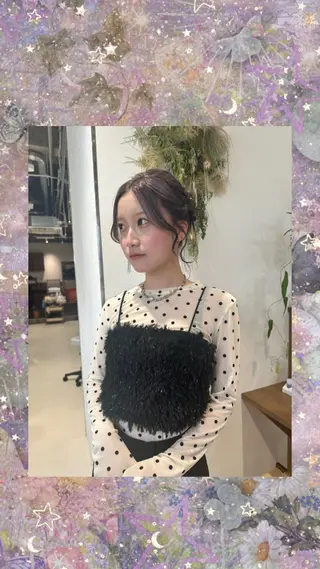 セミロング ヘアアレンジ/艶 カラー/ASAHIのヘアスタイル