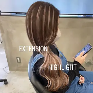 ロング カラー エクステ🩵ブリーチ 韓国ヘア🩵KAEのヘアスタイル