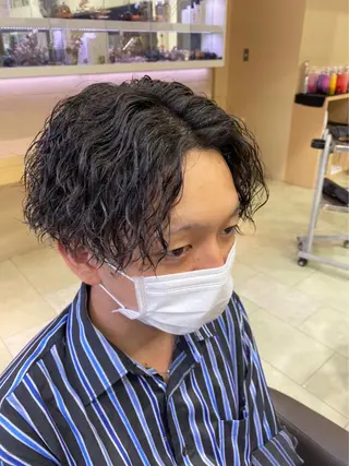 パーマ メンズ 波巻き/シャドウ/ レイヤー/ボブ航太のヘアスタイル