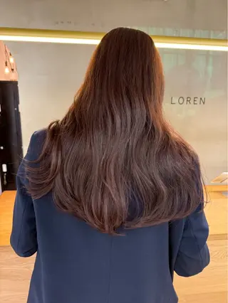 ロング カラー レイヤーカット🍏 オリーブ/ののかのヘアスタイル