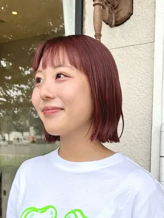 ミディアム カラー パーマ ストレート/レイヤー カットyuseiのヘアスタイル
