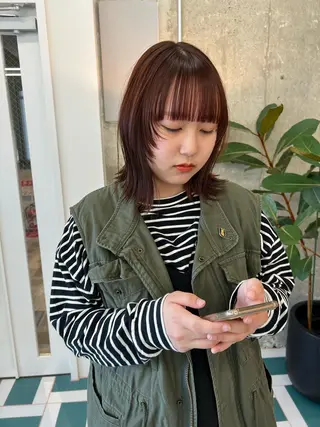 ミディアム カラー ボブ/艶髪/栄/ 名古屋/COCOのヘアスタイル