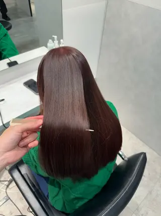 ロング パーマ 美髪矯正 韓国レイヤーのヘアスタイル