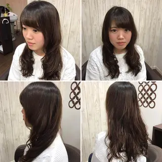 ミディアム セミロング ロング パーマ ユウ イチのヘアスタイル