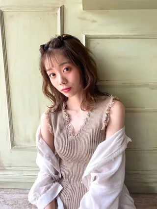ミディアム カラー ヘアアレンジ ♡似合わせ ♡ハイトーン♡のヘアスタイル