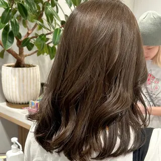 ミディアム カラー 艶透明感カラー/ ルーズパーマ/田中のヘアスタイル