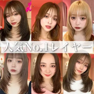 ミディアム カラー 山崎/ボブ縮毛矯正 レイヤー髪質改善のヘアスタイル