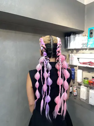 ロング ヘアアレンジ エクステ/コーンロウ KURUMI⛓️🔥のヘアスタイル