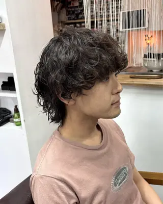 ミディアム パーマ メンズ メンズパーマ /マッシュ/ヨシダのヘアスタイル