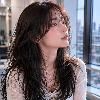 ロング カラー 縮毛矯正/レイヤー/ 前髪カット/おばかんのヘアスタイル