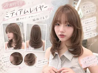 ミディアム YUI  艶カラー 🍓レイヤー　浦和のヘアスタイル