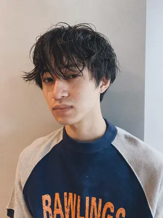 ショート パーマ メンズ ボブパーマコテ巻き風 パーマNo1深江秀平のヘアスタイル