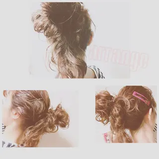 セミロング パーマ ヘアアレンジ くるくるパーマ aikoのヘアスタイル
