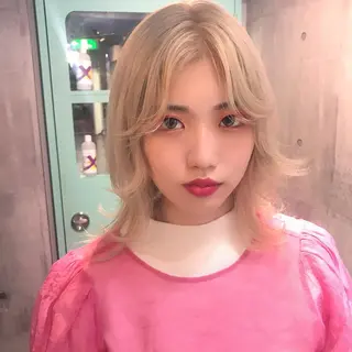 カラー ブリーチ/ウルフ特化 渋谷カルチャー交差点のヘアスタイル
