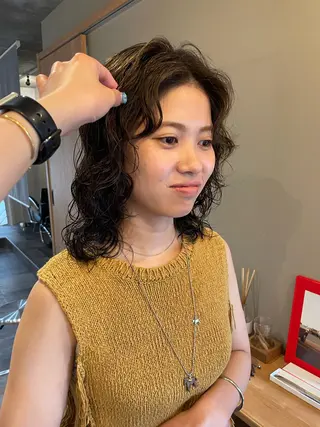 ショート カラー パーマ 土川 陽菜のヘアスタイル