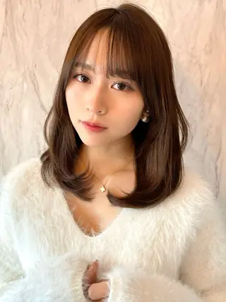 ミディアム カラー 上品ヘア🤍顔周り/ レイヤー✨/林遼一郎のヘアスタイル