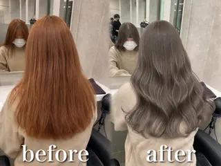 ロング カラー ブリーチ縮毛矯正飛我 韓国ヘア🫧のヘアスタイル