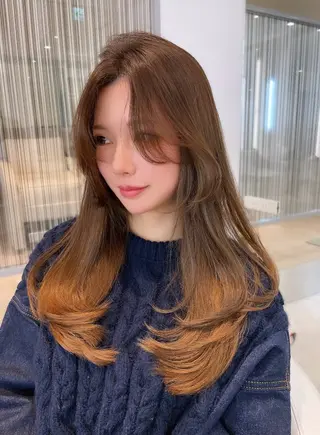 ロング City/louwe 韓国レイヤーカットのヘアスタイル