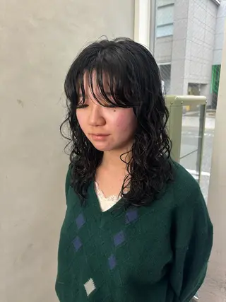ミディアム パーマ 中田 渚のヘアスタイル