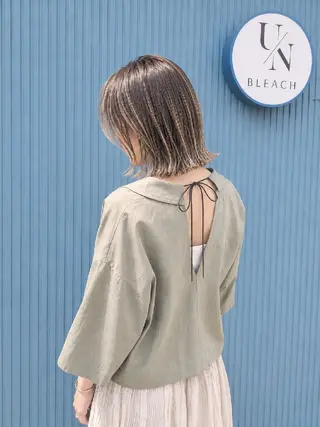 ミディアム 髪質改善＆白髪ぼかし カラー♡店長みやけ♡のヘアスタイル