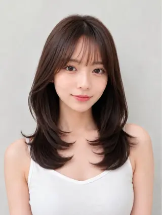 セミロング 顔周り/くびれヘア 韓国ヘア💕風間るなのヘアスタイル