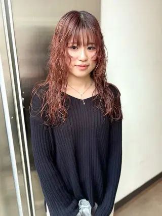 ミディアム カラー パーマ 似合わせカット/ パーマ/藤田和樹のヘアスタイル