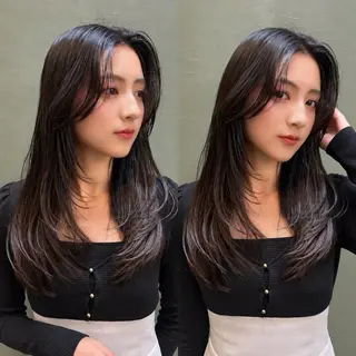 ロング 韓国レイヤー 田中 励也のヘアスタイル