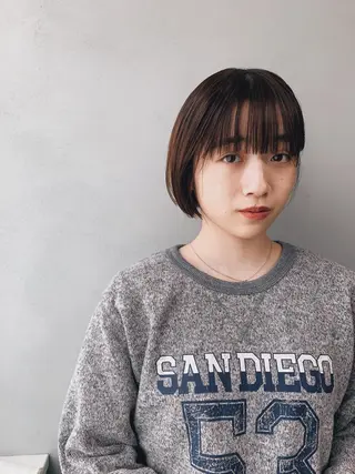 ショート カラー ボブパーマコテ巻き風 パーマNo1深江秀平のヘアスタイル