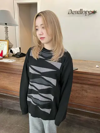 セミロング カラー 千葉 郁也のヘアスタイル