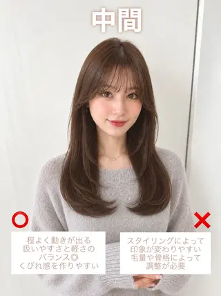 ロング 顔周り/くびれヘア 韓国ヘア💕風間るなのヘアスタイル