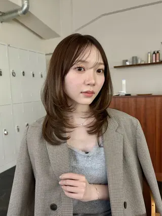 ミディアム 透明感カラー/顔周り カット/ののか💞のヘアスタイル