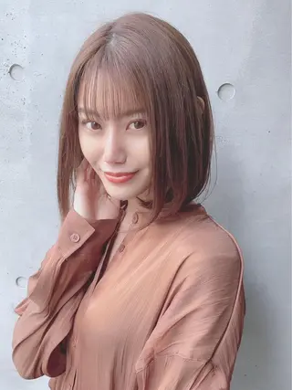 セミロング カラー パーマ ヘアアレンジ 【公式】amble luxe池袋東口🩷のヘアスタイル