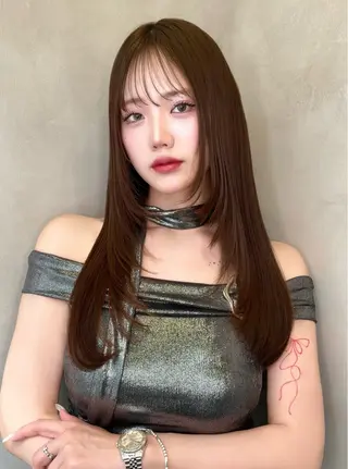 セミロング カラー 縮毛矯正ブリーチなし 🍒❤ゆうきのヘアスタイル