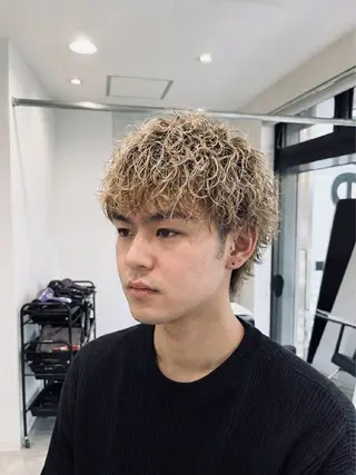 ショート カラー パーマ メンズ お悩み改善 美容師✂鷲田竜也のヘアスタイル