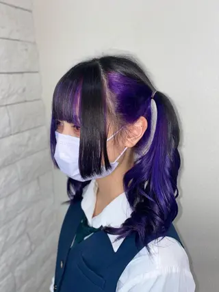 セミロング ゆぴ☾‪/推しカラー /ハイトーンのヘアスタイル