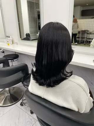 ミディアム カラー パーマ ヘアアレンジ メンズ キッズ ネイル マツエク・マツパ アイブロウ 🦋縮毛/韓国レイヤ ー/透明感カラー🦋のヘアスタイル