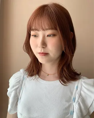 セミロング カラー hubhair レイヤー/透明感のヘアスタイル