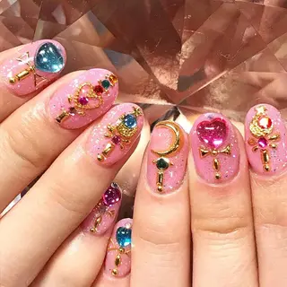 ネイル 渋谷／チップ長さ出し 👑アプレgel-xのネイルデザイン