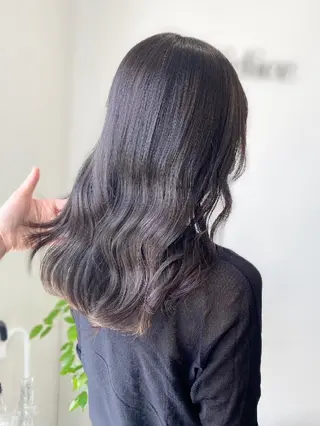 セミロング カラー VIMhair天神店 縮毛矯正 ハイライトのヘアスタイル