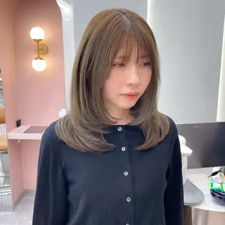 セミロング カラー 縮毛矯正/ストンボブ Wカラー💎ヒデジのヘアスタイル