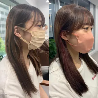 セミロング カラー パーマ ヘアアレンジ メンズ キッズ ネイル マツエク・マツパ アイブロウ 似合せレイヤー/ 柔らか透明感カラーのヘアスタイル