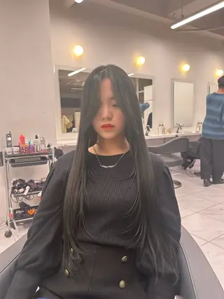 ロング カラー パーマ ヘアアレンジ メンズ キッズ ブリーチなしカラー/ ブラウン/レイヤーのヘアスタイル