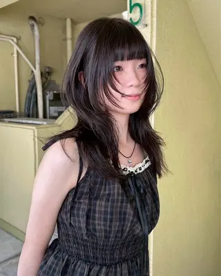 ロング レイヤーカット ＆ハッシュカット✂️のヘアスタイル