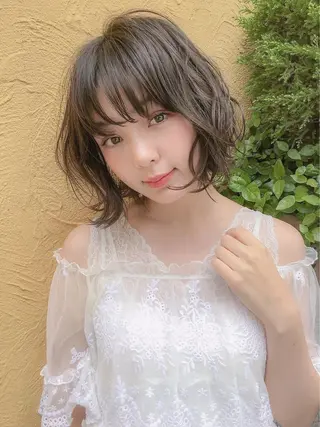 セミロング カラー 💕上野美容師☁ ブリーチ💖サワのヘアスタイル