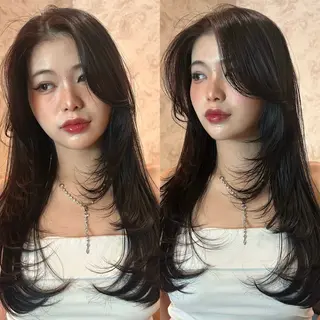 ロング カラー 🍒ハイレイヤー🍒 海外ヘア🍒Momoのヘアスタイル