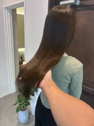 ロング 髪質改善カラー 縮毛矯正のヘアスタイル
