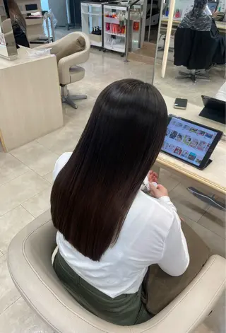 ロング シャドウパーマ／骨格 矯正カット　トモキのヘアスタイル